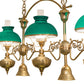 Meyda Lighting Sunbury 48" 5-Light Raw Brass Island Pendant Light With Green Globes Shade Glass
