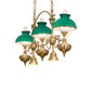 Meyda Lighting Sunbury 48" 5-Light Raw Brass Island Pendant Light With Green Globes Shade Glass