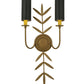 Meyda Lighting Sunflower 12" 2-Light Gold Metallic Wall Sconce With Black Satin Textrene Shade