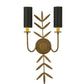 Meyda Lighting Sunflower 12" 2-Light Gold Metallic Wall Sconce With Black Satin Textrene Shade