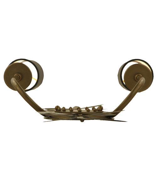 Meyda Lighting Sunflower 12" 2-Light Gold Metallic Wall Sconce With Black Satin Textrene Shade
