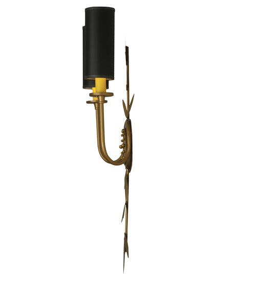 Meyda Lighting Sunflower 12" 2-Light Gold Metallic Wall Sconce With Black Satin Textrene Shade