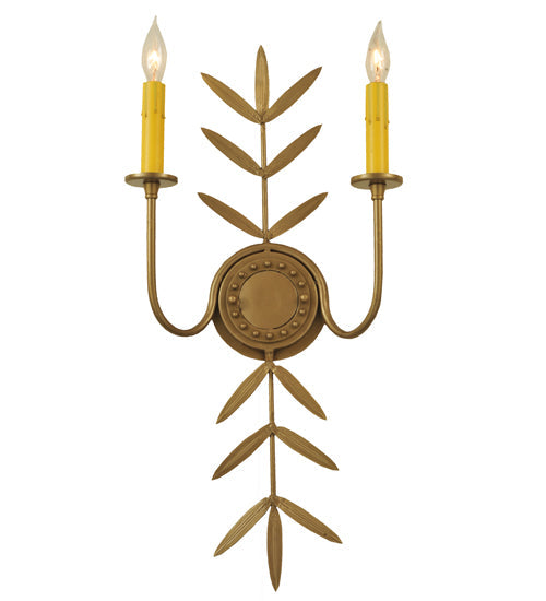 Meyda Lighting Sunflower 12" 2-Light Gold Metallic Wall Sconce With Black Satin Textrene Shade