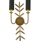 Meyda Lighting Sunflower 12" 2-Light Gold Metallic Wall Sconce With Black Satin Textrene Shade