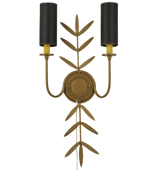 Meyda Lighting Sunflower 12" 2-Light Sedona Wall Sconce With Black Textrene Shade