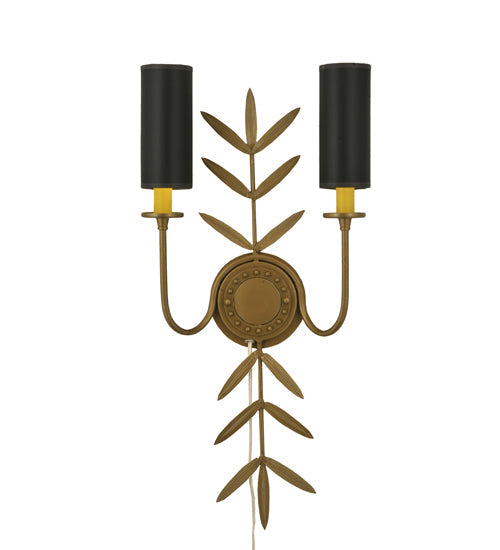 Meyda Lighting Sunflower 12" 2-Light Sedona Wall Sconce With Black Textrene Shade