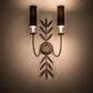 Meyda Lighting Sunflower 12" 2-Light Silver Sand Wall Sconce With Black Satin Textrene Shade