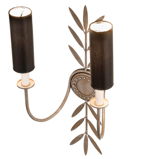 Meyda Lighting Sunflower 12" 2-Light Silver Sand Wall Sconce With Black Satin Textrene Shade