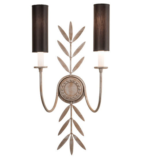 Meyda Lighting Sunflower 12" 2-Light Silver Sand Wall Sconce With Black Satin Textrene Shade