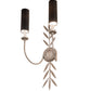 Meyda Lighting Sunflower 12" 2-Light Silver Sand Wall Sconce With Black Satin Textrene Shade