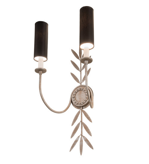 Meyda Lighting Sunflower 12" 2-Light Silver Sand Wall Sconce With Black Satin Textrene Shade