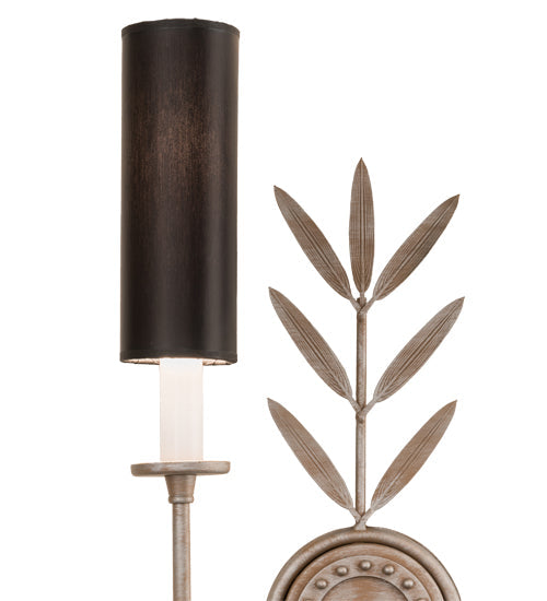 Meyda Lighting Sunflower 12" 2-Light Silver Sand Wall Sconce With Black Satin Textrene Shade