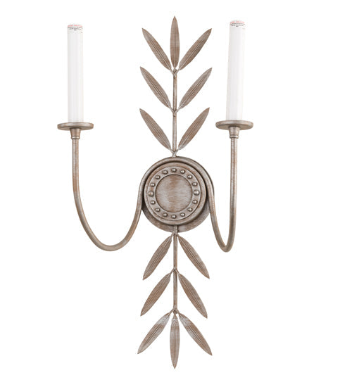 Meyda Lighting Sunflower 12" 2-Light Silver Sand Wall Sconce With Black Satin Textrene Shade