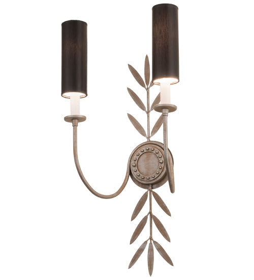 Meyda Lighting Sunflower 12" 2-Light Silver Sand Wall Sconce With Black Satin Textrene Shade