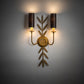 Meyda Lighting Sunflower 12" 2-Light Transparent Gold Over Nickel Wall Sconce With Black Satin Textrene Shade