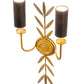 Meyda Lighting Sunflower 12" 2-Light Transparent Gold Over Nickel Wall Sconce With Black Satin Textrene Shade
