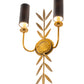 Meyda Lighting Sunflower 12" 2-Light Transparent Gold Over Nickel Wall Sconce With Black Satin Textrene Shade