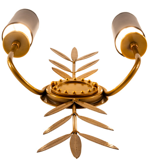 Meyda Lighting Sunflower 12" 2-Light Transparent Gold Over Nickel Wall Sconce With Black Satin Textrene Shade