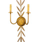 Meyda Lighting Sunflower 12" 2-Light Transparent Gold Over Nickel Wall Sconce With Black Satin Textrene Shade