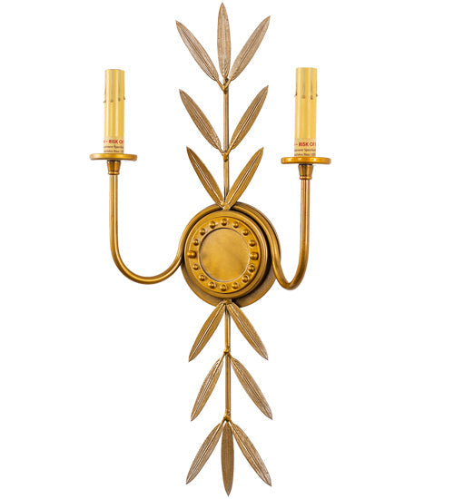 Meyda Lighting Sunflower 12" 2-Light Transparent Gold Over Nickel Wall Sconce With Black Satin Textrene Shade