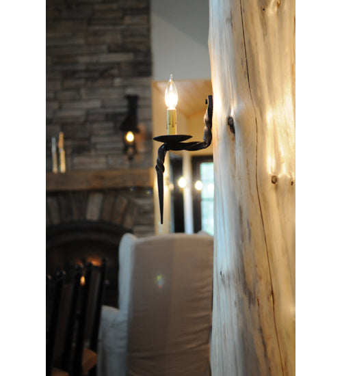 Meyda Lighting Sussex 4"W x 12"H Hand Wrought Iron Wall Sconce