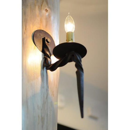 Meyda Lighting Sussex 4"W x 12"H Hand Wrought Iron Wall Sconce