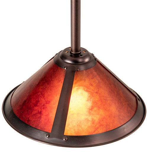 Meyda Lighting Sutter 12" Mahogany Bronze Pendant Light With Amber Mica Shade Glass