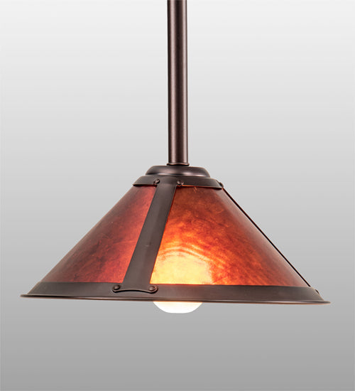 Meyda Lighting Sutter 12" Mahogany Bronze Pendant Light With Amber Mica Shade Glass
