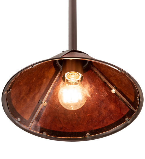 Meyda Lighting Sutter 12" Mahogany Bronze Pendant Light With Amber Mica Shade Glass