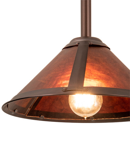 Meyda Lighting Sutter 12" Mahogany Bronze Pendant Light With Amber Mica Shade Glass