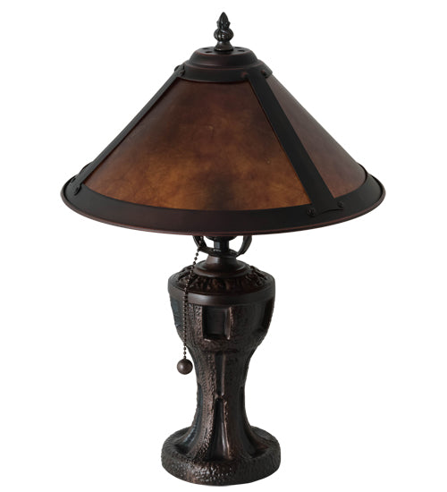 Meyda Lighting Sutter 12" Mahogany Bronze Table Lamp With Amber Mica Shade Glass