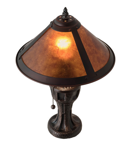 Meyda Lighting Sutter 12" Mahogany Bronze Table Lamp With Amber Mica Shade Glass