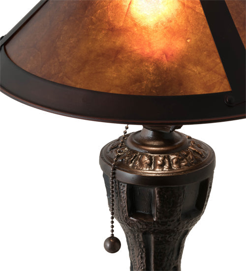 Meyda Lighting Sutter 12" Mahogany Bronze Table Lamp With Amber Mica Shade Glass