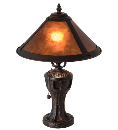 Meyda Lighting Sutter 12" Mahogany Bronze Table Lamp With Amber Mica Shade Glass