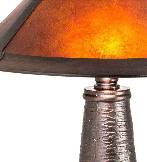 Meyda Lighting Sutter 15" 2-Light Mahogany Bronze Accent Table Lamp With Amber Mica Shade Glass