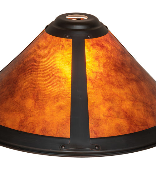Meyda Lighting Sutter 15" Mahogany Bronze Frame With Amber Mica Shade Glass