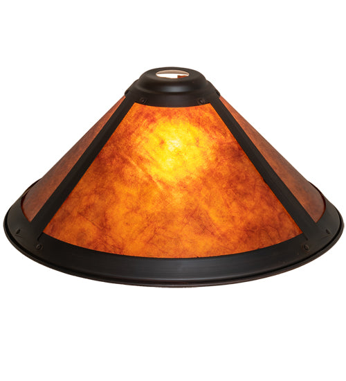 Meyda Lighting Sutter 15" Mahogany Bronze Frame With Amber Mica Shade Glass