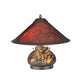 Meyda Lighting Sutter 16" 3-Light Dark Bronze Lighted Base Table Lamp With Amber Mica Shade Glass