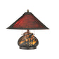 Meyda Lighting Sutter 16" 3-Light Dark Bronze Lighted Base Table Lamp With Amber Mica Shade Glass