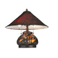 Meyda Lighting Sutter 16" 3-Light Dark Bronze Lighted Base Table Lamp With Amber Mica Shade Glass