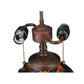 Meyda Lighting Sutter 16" 3-Light Dark Bronze Lighted Base Table Lamp With Amber Mica Shade Glass