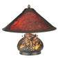 Meyda Lighting Sutter 16" 3-Light Dark Bronze Lighted Base Table Lamp With Amber Mica Shade Glass