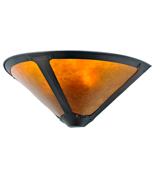 Meyda Lighting Sutter 17" 2-Light Washed Copper Wall Sconce With Amber Mica Shade Glass