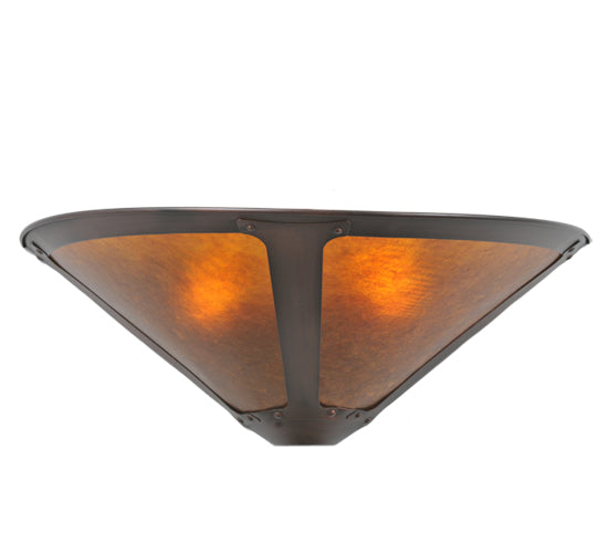 Meyda Lighting Sutter 17" 2-Light Washed Copper Wall Sconce With Amber Mica Shade Glass