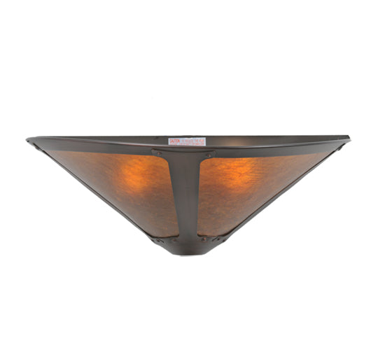 Meyda Lighting Sutter 17" 2-Light Washed Copper Wall Sconce With Amber Mica Shade Glass