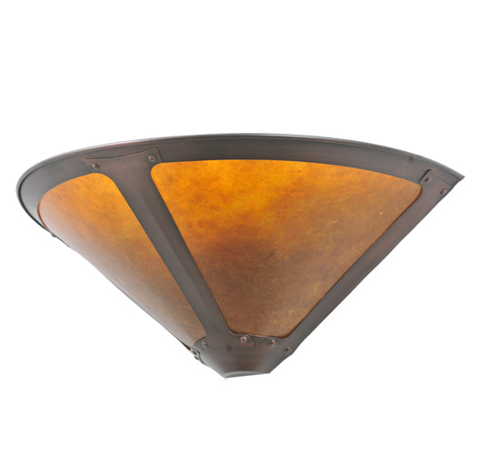 Meyda Lighting Sutter 17" 2-Light Washed Copper Wall Sconce With Amber Mica Shade Glass