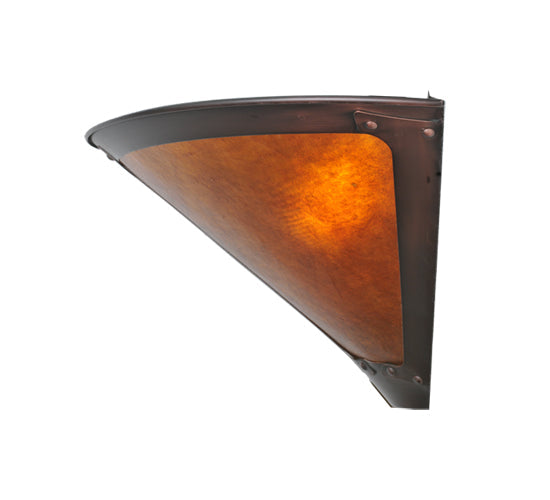 Meyda Lighting Sutter 17" 2-Light Washed Copper Wall Sconce With Amber Mica Shade Glass