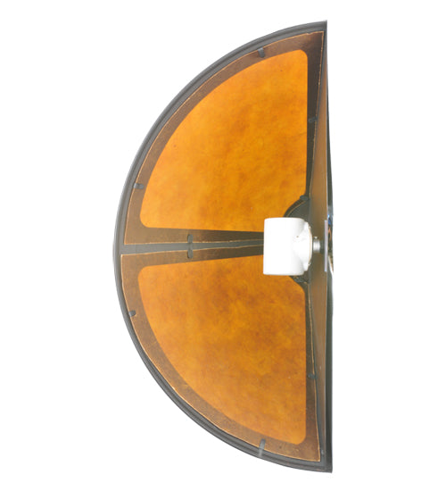 Meyda Lighting Sutter 17" 2-Light Washed Copper Wall Sconce With Amber Mica Shade Glass