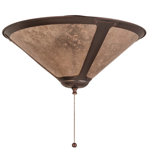 Meyda Lighting Sutter 17" 3-Light Mahogany Bronze Flush Mount Light With Silver Mica Shade Glass