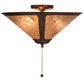 Meyda Lighting Sutter 17" 3-Light Mahogany Bronze Flush Mount Light With Silver Mica Shade Glass